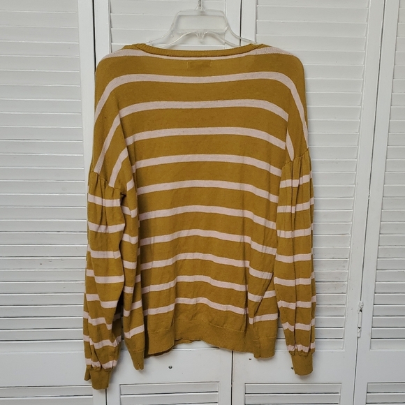 Nine West Yellow and White Striped Crew Neck Sweater - Picture 6 of 6